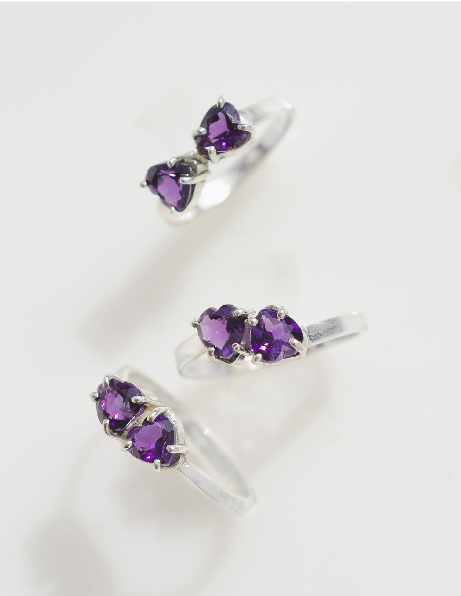 Anillo corazones amatistas Aimi Plata .925