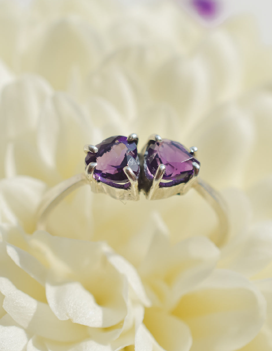 Anillo corazones amatistas Aimi Plata .925