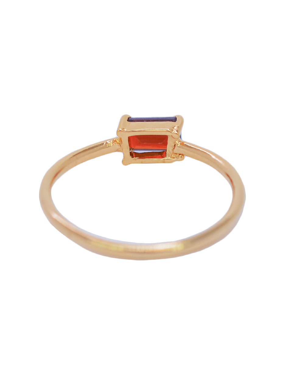 Anillo granate Carmín Plata .925 con Chapa de Oro de 14 K