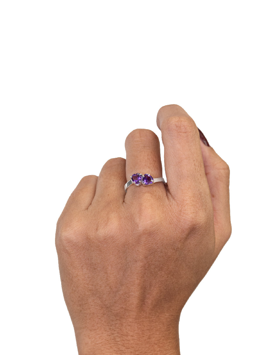 Anillo corazones amatistas Aimi Plata .925