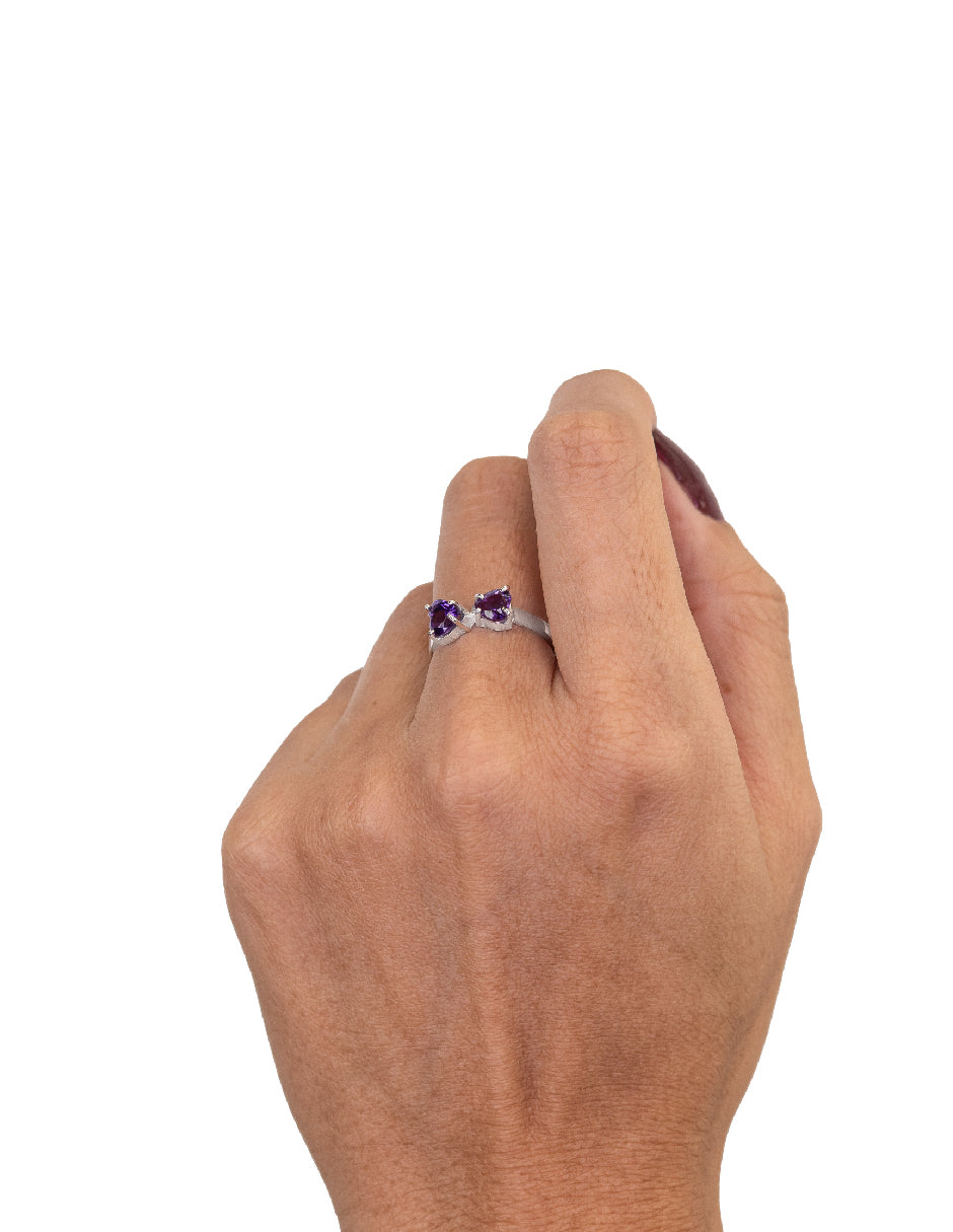 Anillo corazones amatistas Aimi Plata .925