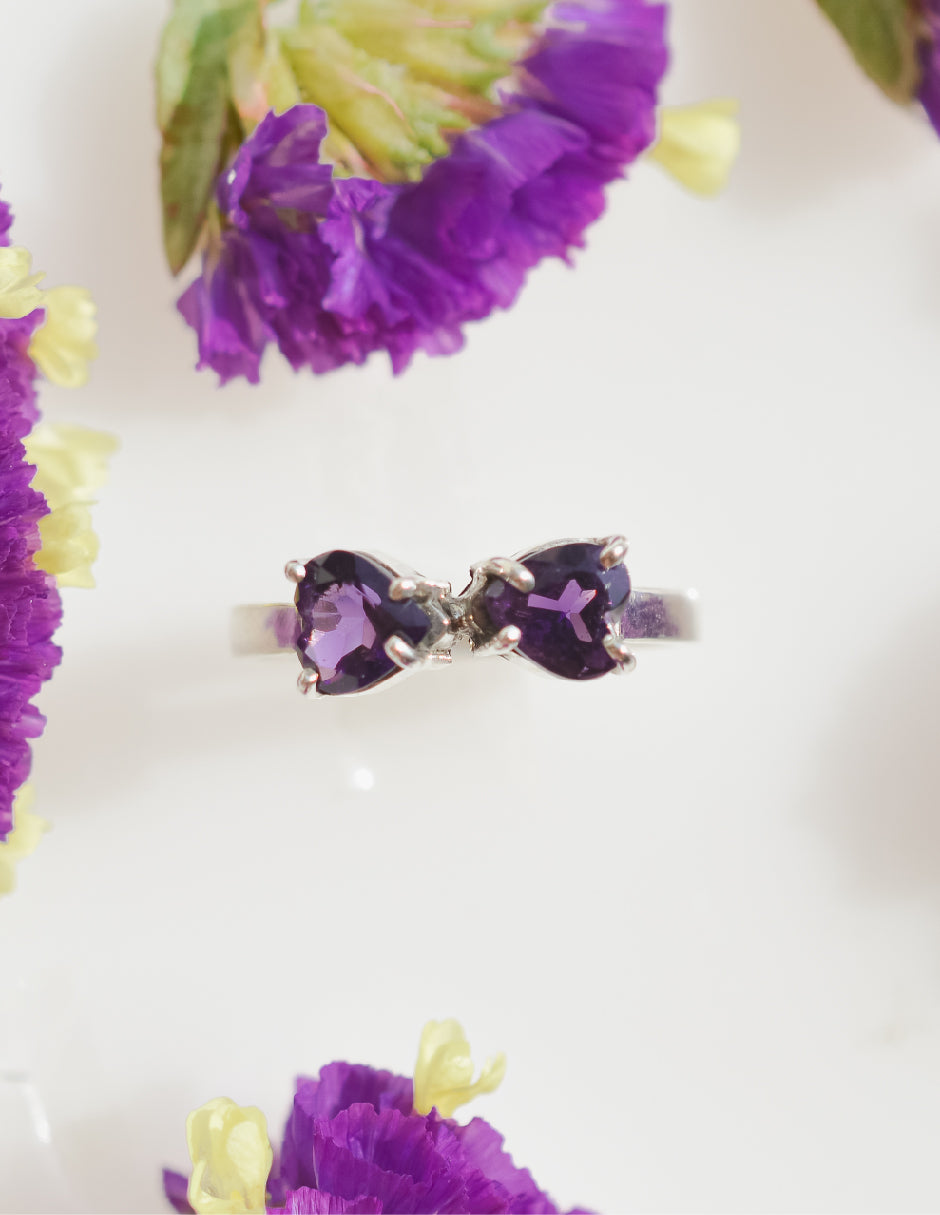 Anillo corazones amatistas Aimi Plata .925