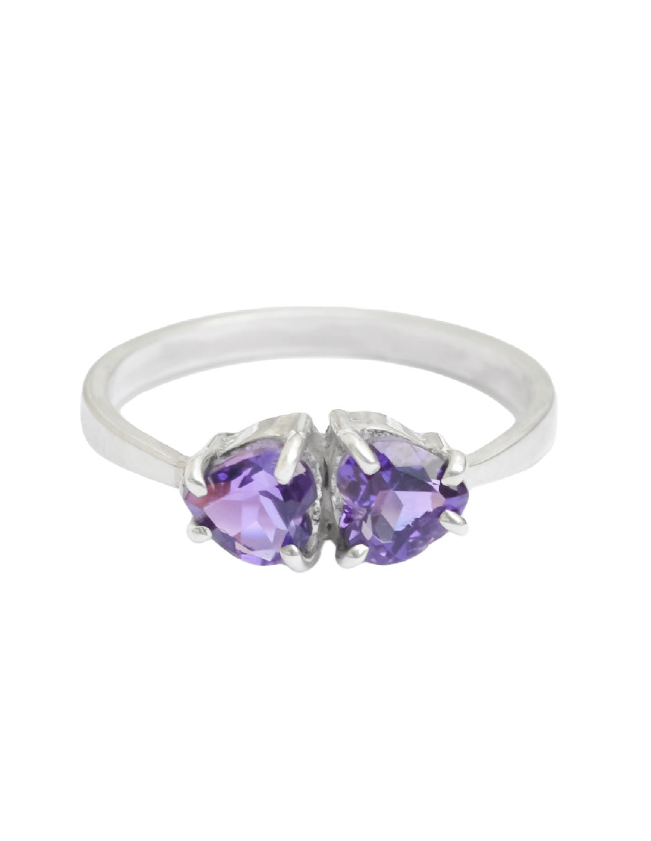 Anillo corazones amatistas Aimi Plata .925