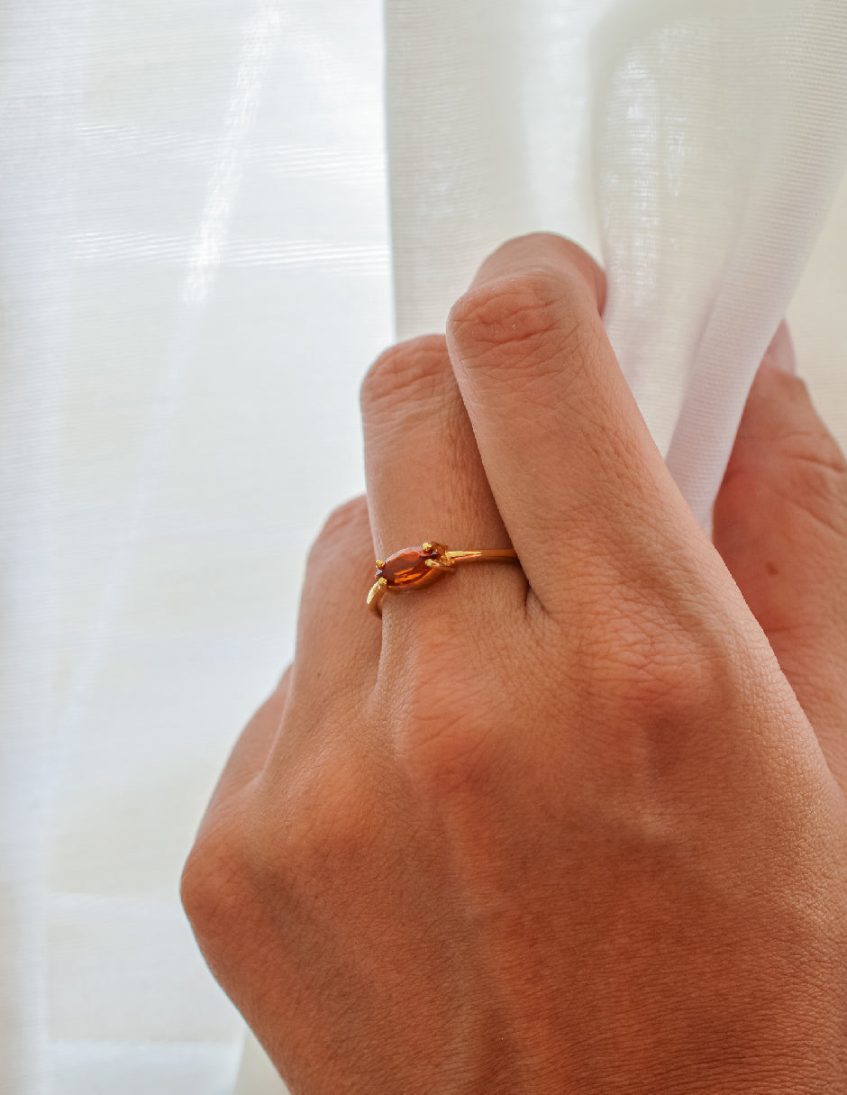 Anillo citrino Citrinus Plata .925 con Chapa de Oro 14k