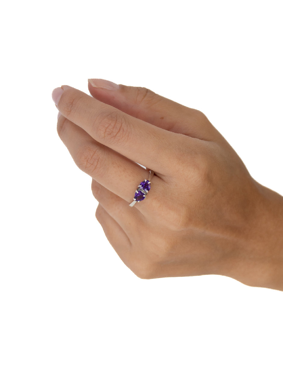 Anillo corazones amatistas Aimi Plata .925