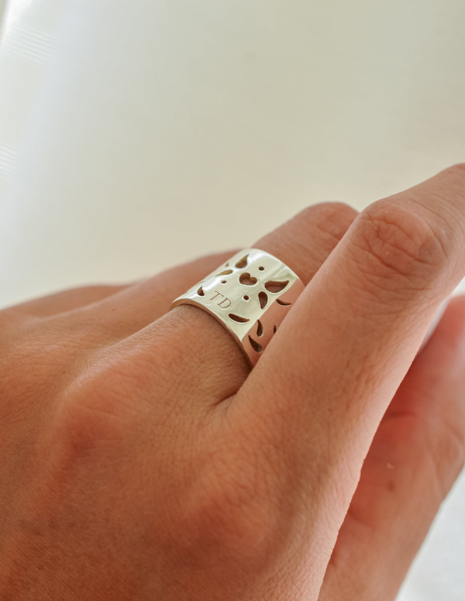 Anillo papel picado Quetzalcóatl Plata .925