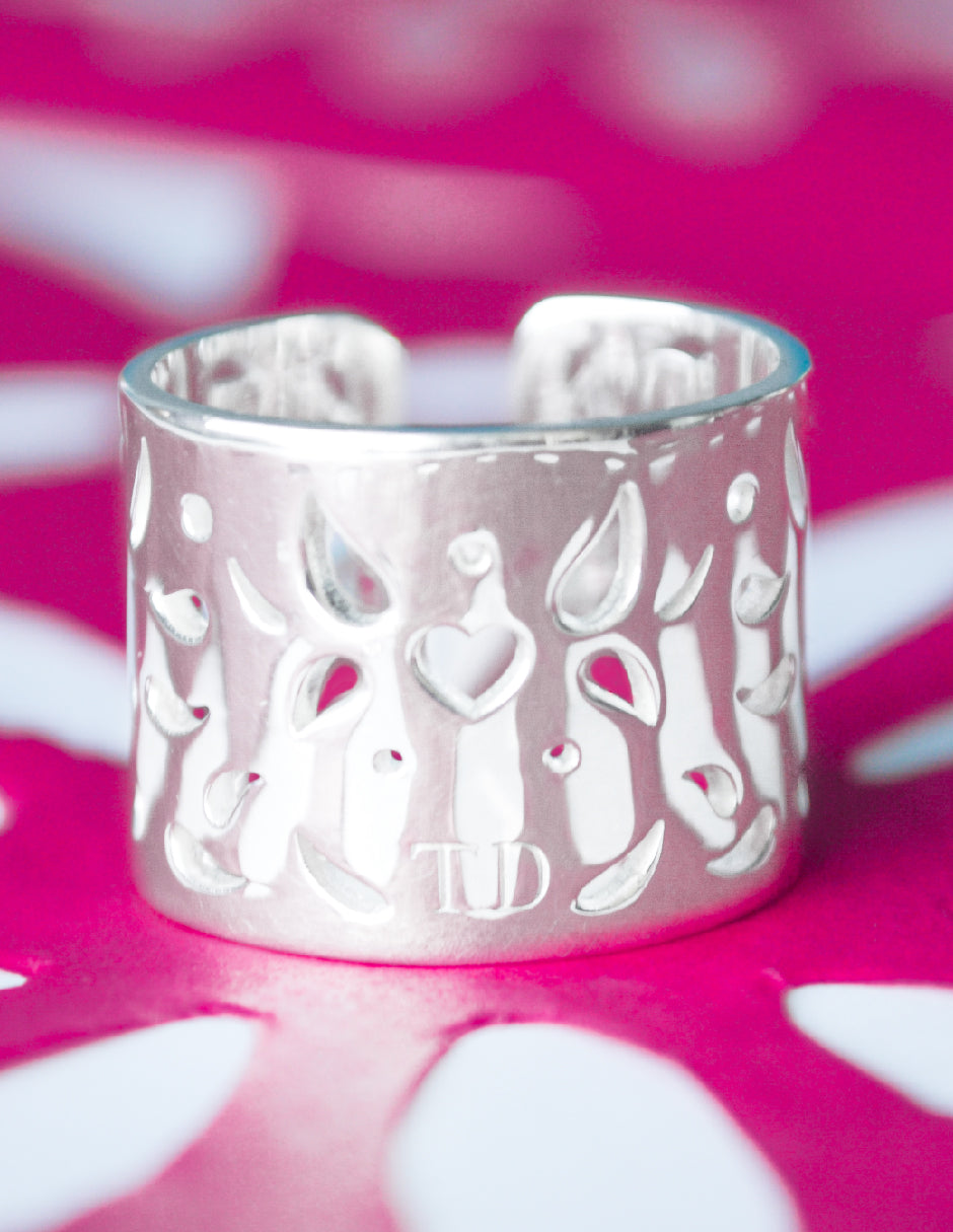 Anillo papel picado Quetzalcóatl Plata .925