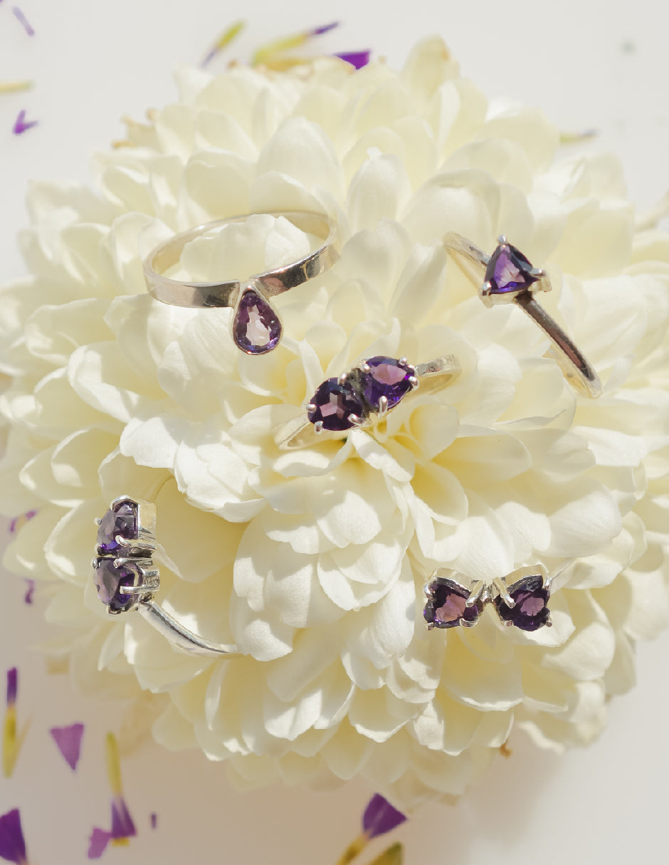 Anillo corazones amatistas Aimi Plata .925