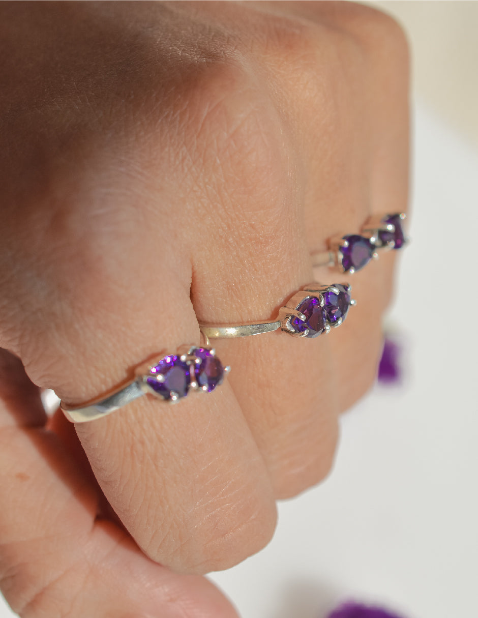 Anillo corazones amatistas Aimi Plata .925