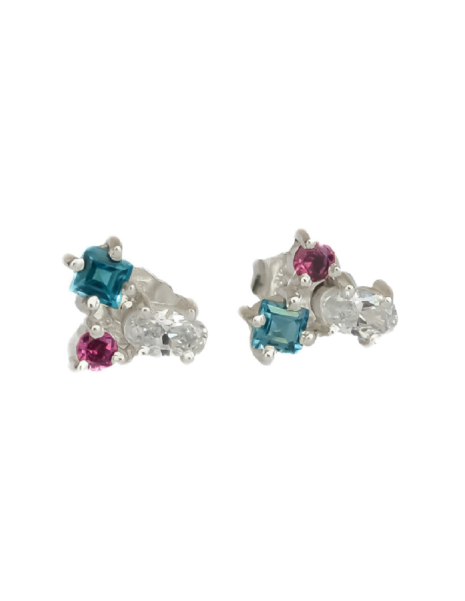 Aretes piedras naturales Space Plata .925
