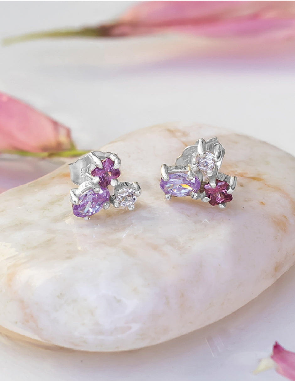 Aretes piedras naturales Space Plata .925