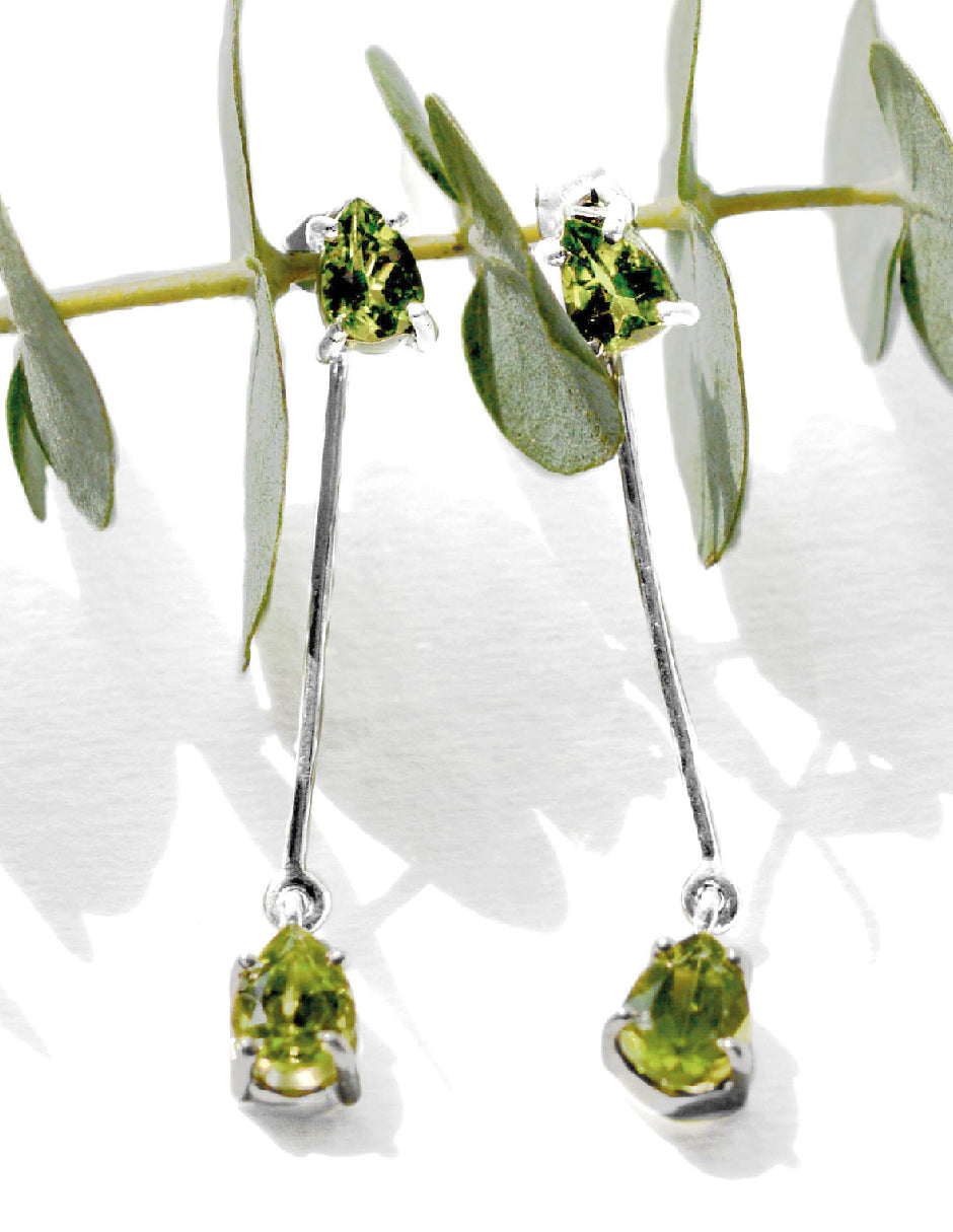 Aretes dobles piedras naturales Celine Plata .925