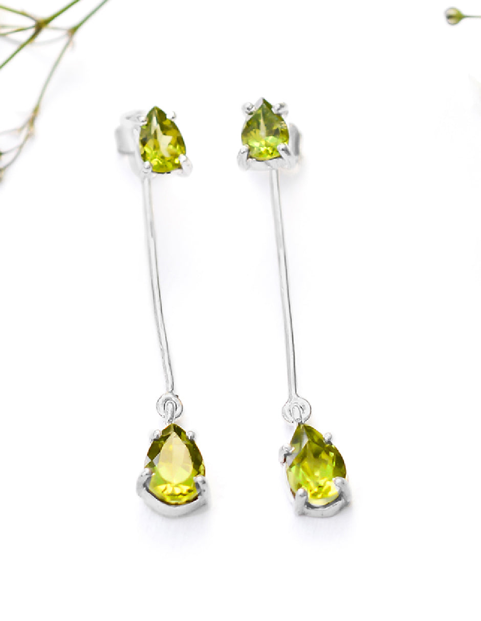 Aretes dobles piedras naturales Celine Plata .925