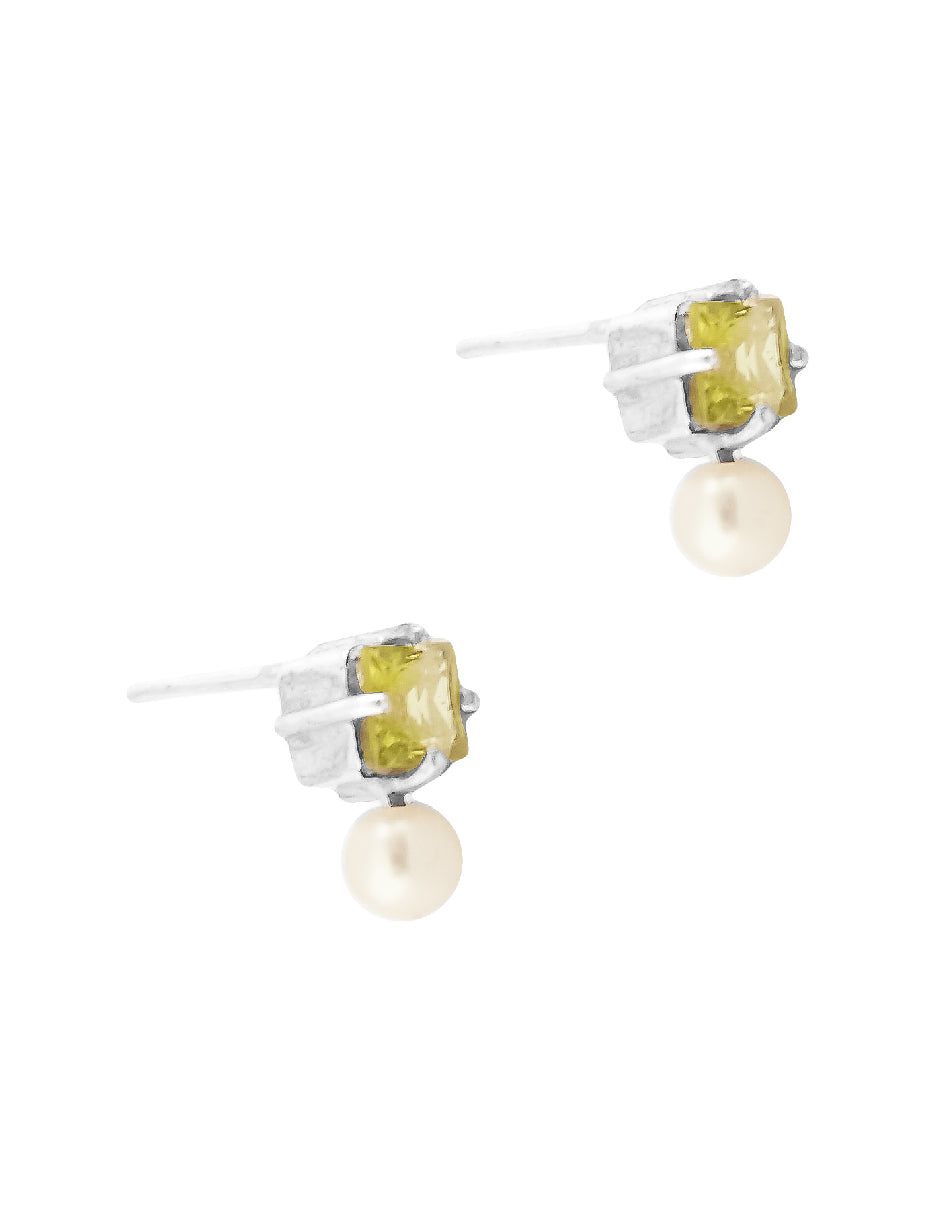 Aretes peridoto y perla Perina Plata .925