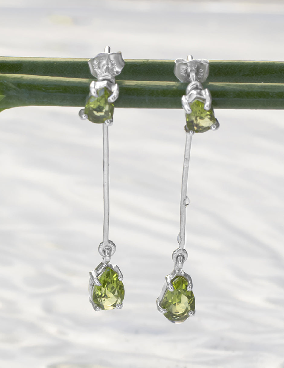 Aretes dobles piedras naturales Celine Plata .925