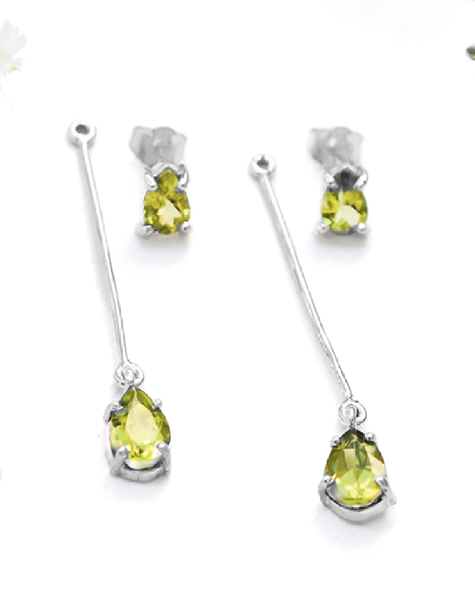 Aretes dobles piedras naturales Celine Plata .925