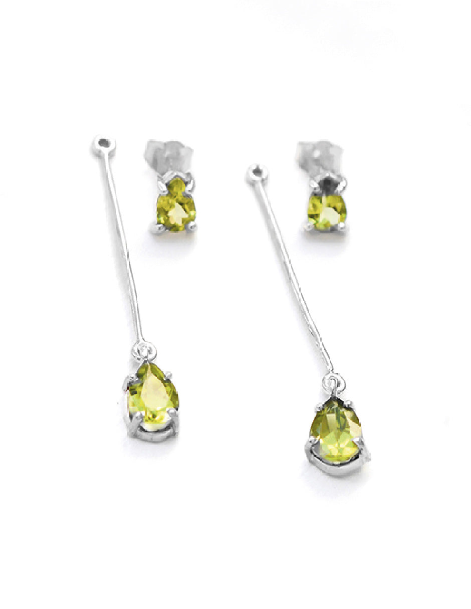 Aretes dobles piedras naturales Celine Plata .925