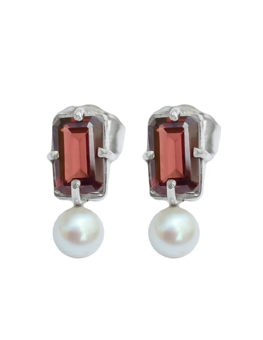 Aretes piedras naturales y perla Electra Plata .925