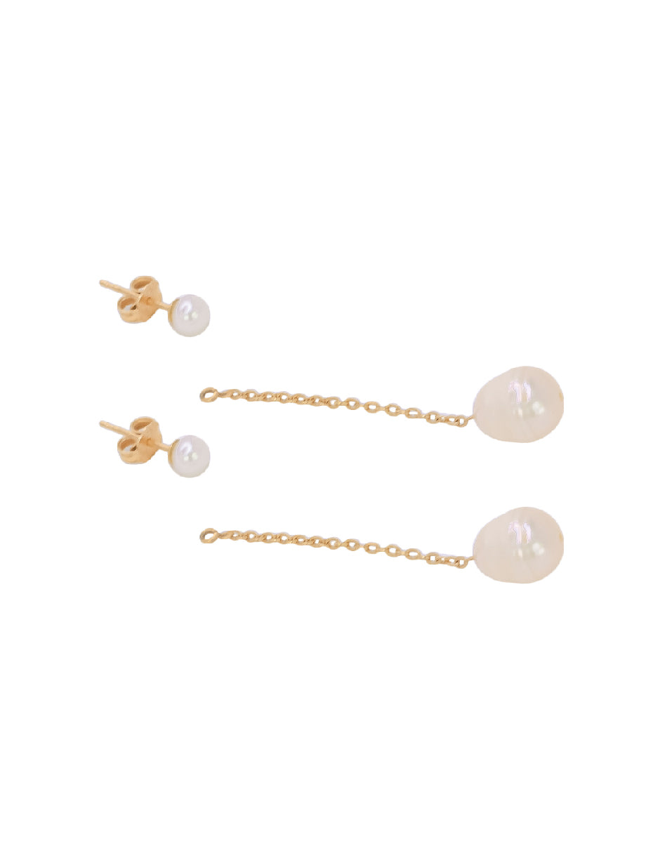 Aretes largos perla orgánica Clío Plata .925