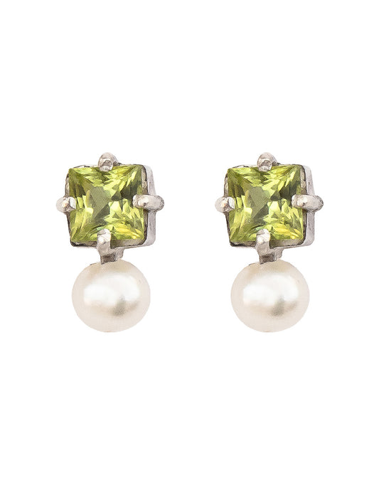 Aretes peridoto y perla Perina Plata .925