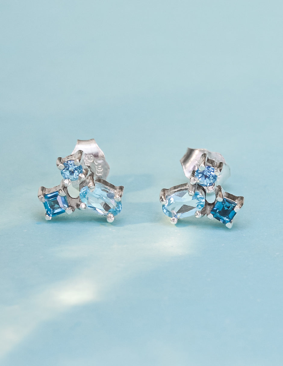 Aretes piedras naturales Space Plata .925