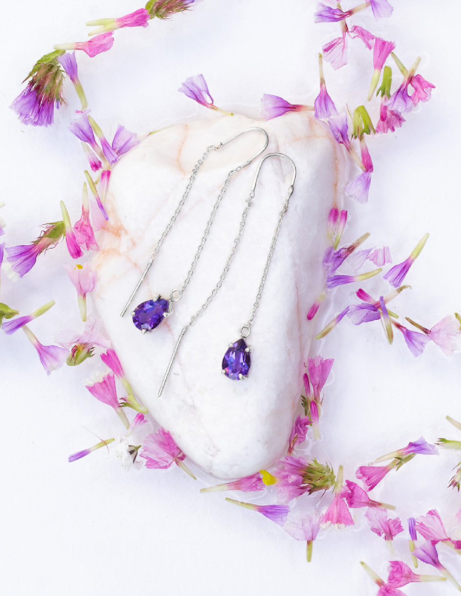 Aretes piedras naturales Cara Plata .925