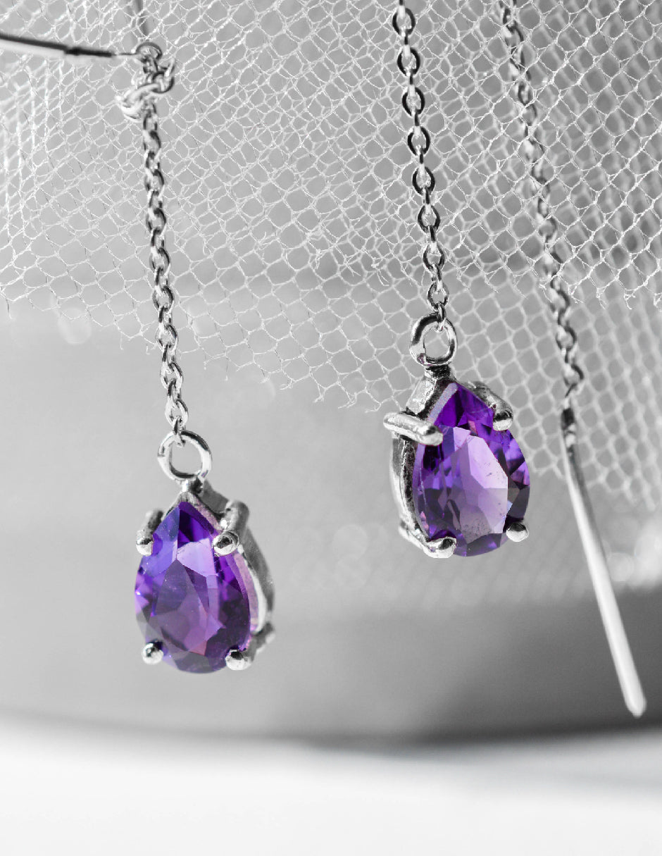 Aretes piedras naturales Cara Plata .925