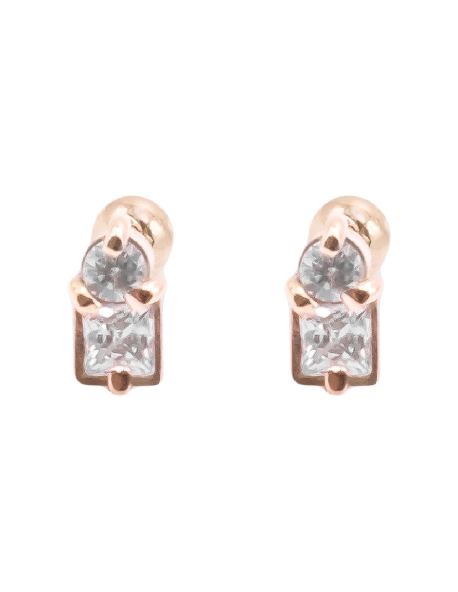 Aretes Cuarzo Blanco Lai Oro 14 K