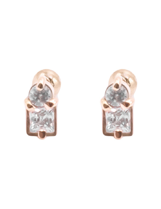 Aretes Cuarzo Blanco Lai Oro 14 K