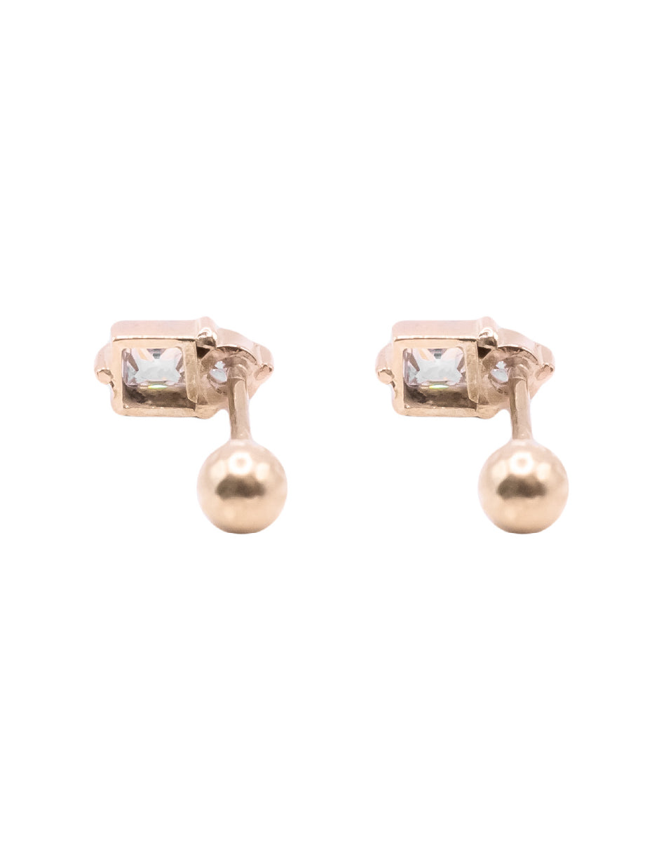 Aretes Cuarzo Blanco Lai Oro 14 K