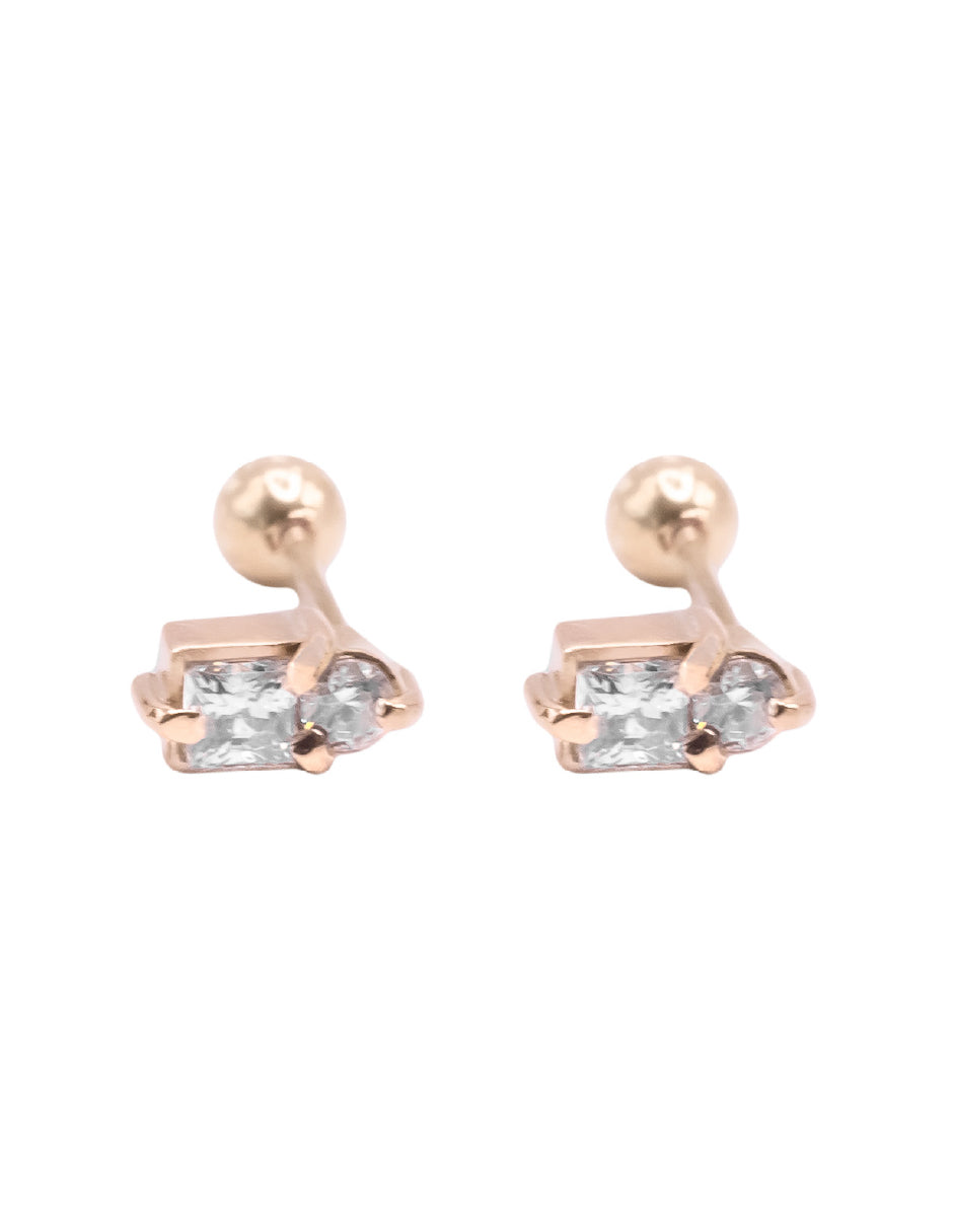 Aretes Cuarzo Blanco Lai Oro 14 K