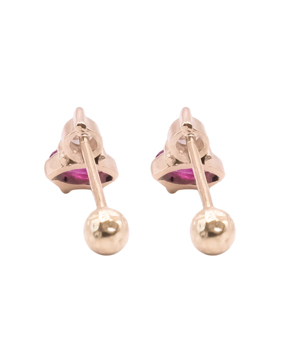 Aretes rubí y cuarzo blanco Adari Oro 14 K.