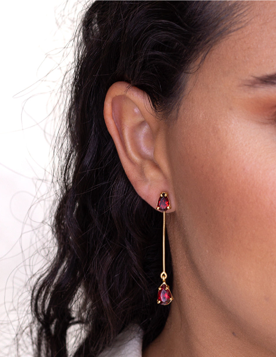 Aretes dobles piedras naturales Celine Plata .925