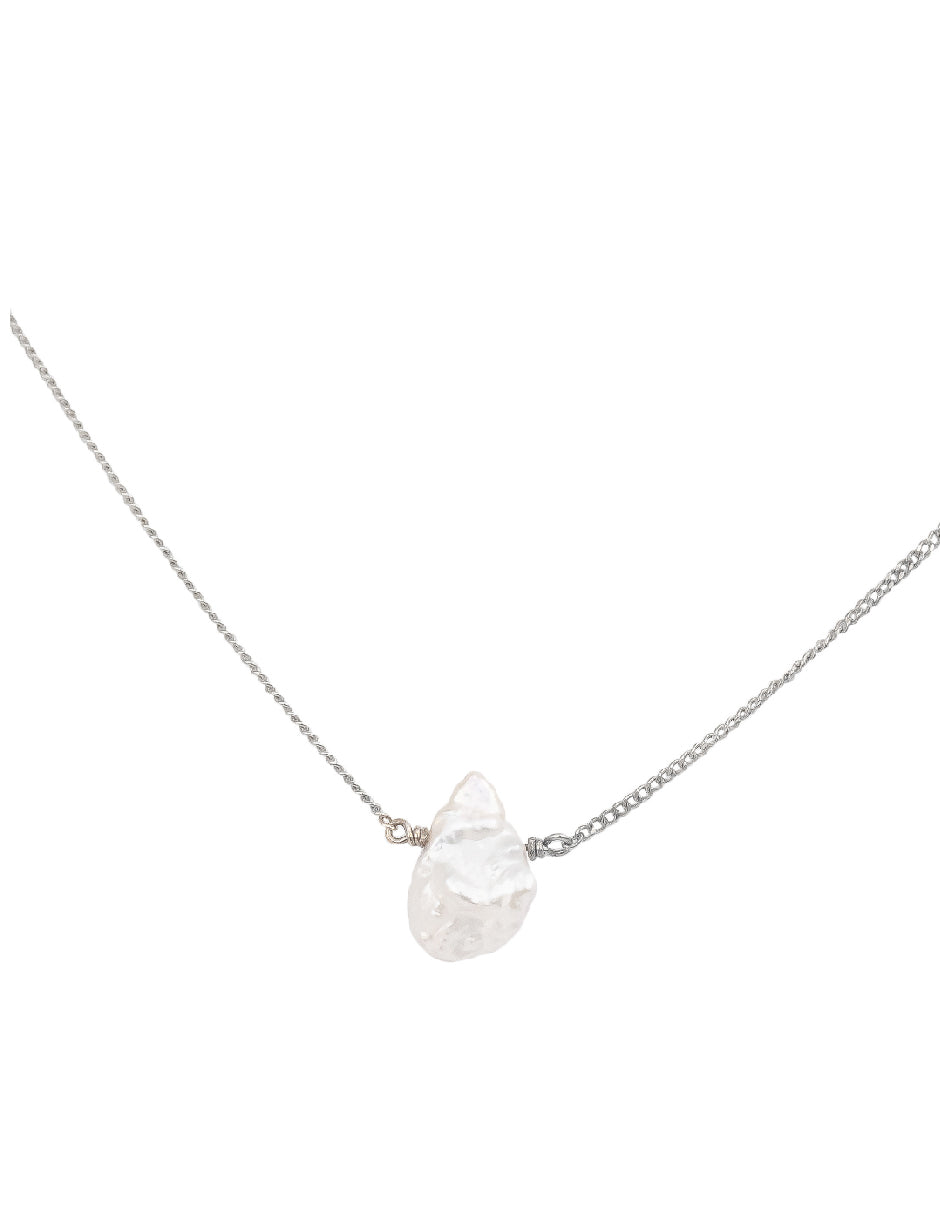 Collar Perla Orgánica Forma de Pico Piga Plata .925