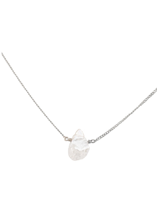 Collar Perla Orgánica Forma de Pico Piga Plata .925
