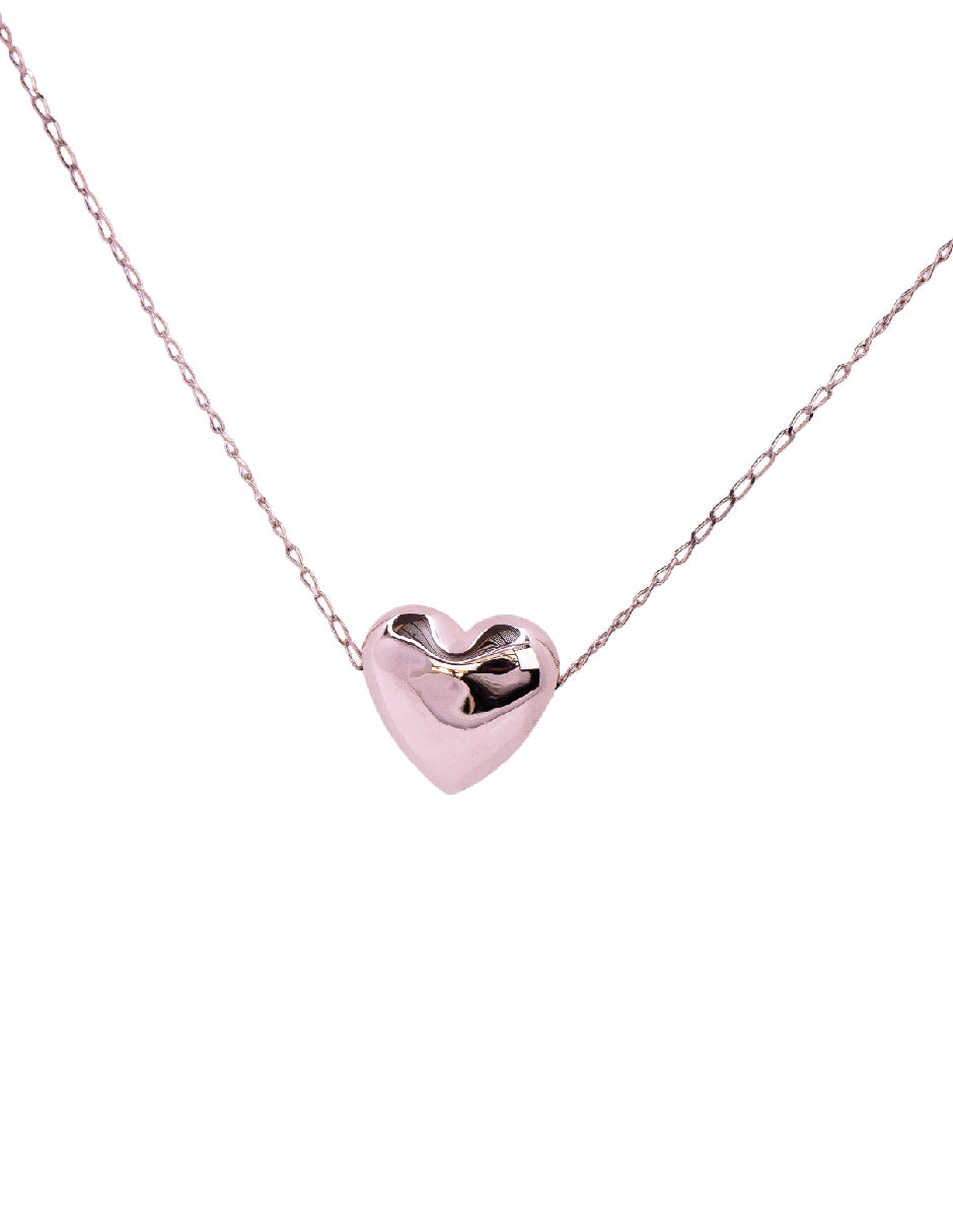 Collar de Corazón Plata 925 con Baño de Oro Rosado 14 K.