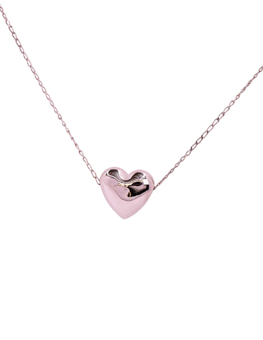 Collar de Corazón Plata 925 con Baño de Oro Rosado 14 K.