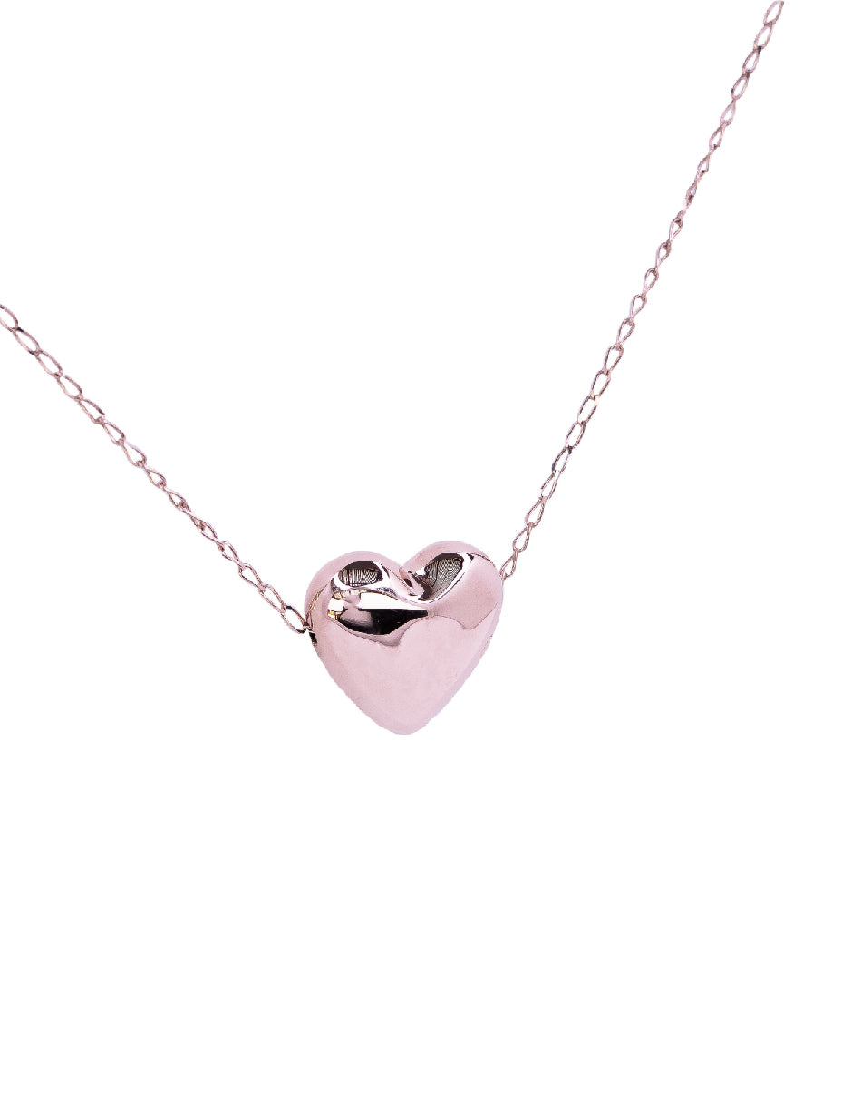 Collar de Corazón Plata 925 con Baño de Oro Rosado 14 K.
