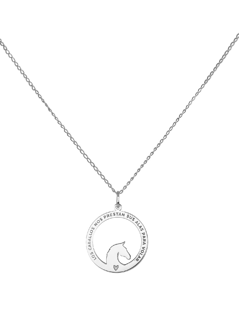 Collar frase caballos Campera Plata .925
