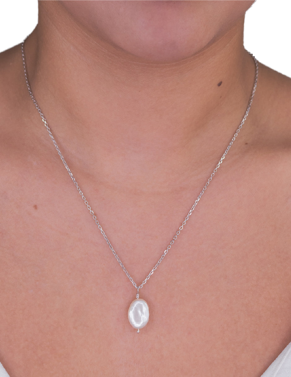 Collar perla orgánica Olympia Plata .925