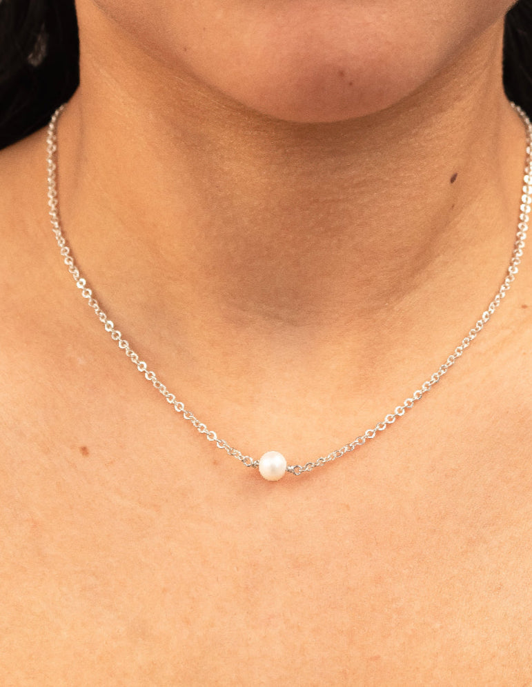 Collar perla redonda Freda Plata .925