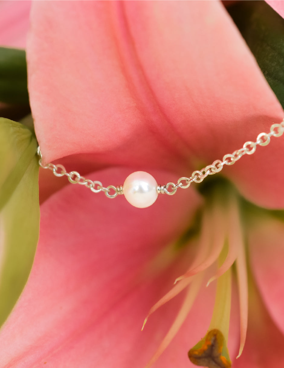 Collar perla redonda Freda Plata .925