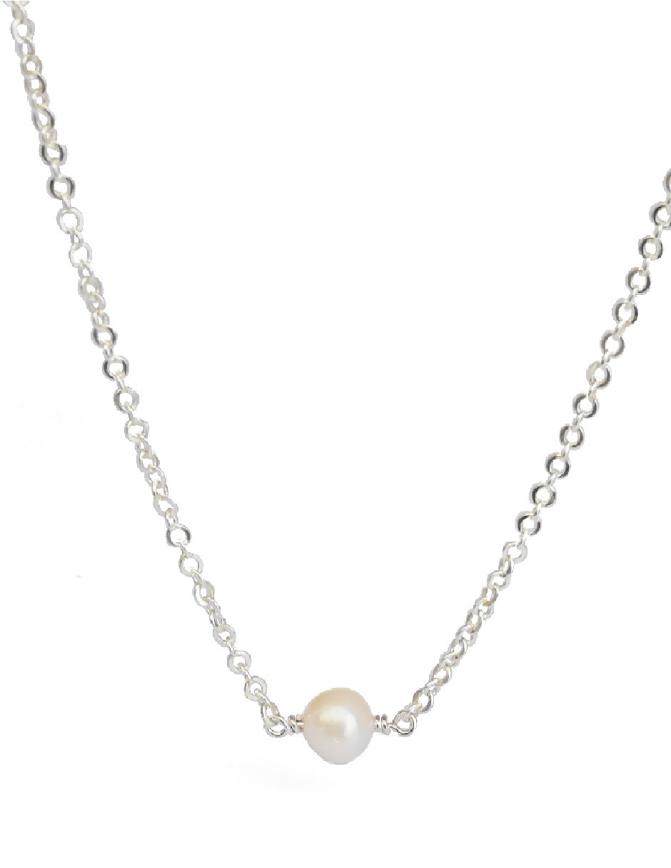 Collar perla redonda Freda Plata .925