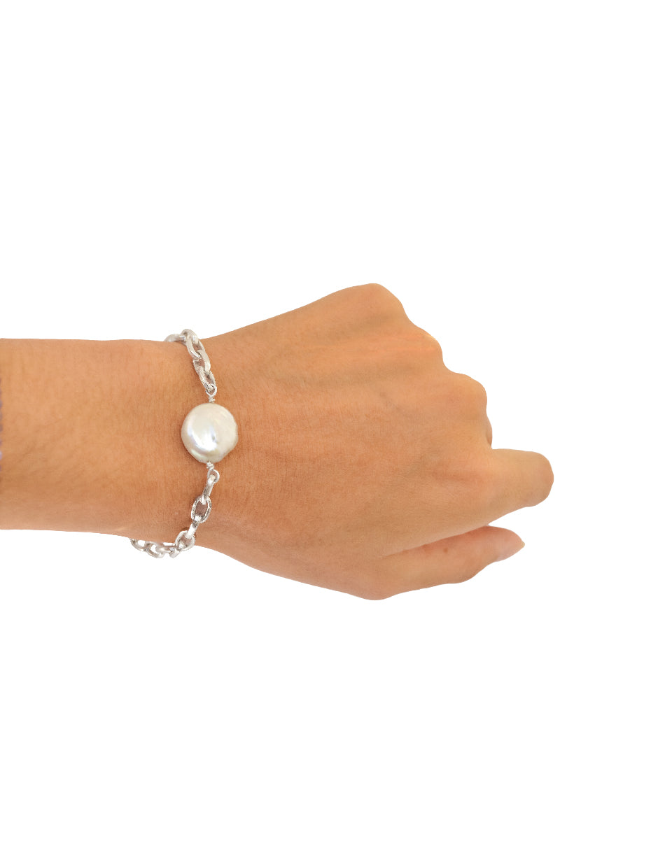 Pulsera con perla orgánica Florence Plata .925