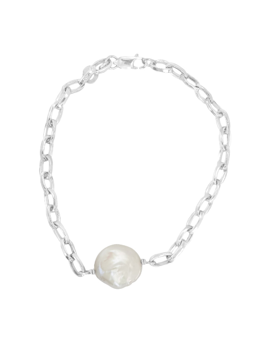 Pulsera con perla orgánica Florence Plata .925