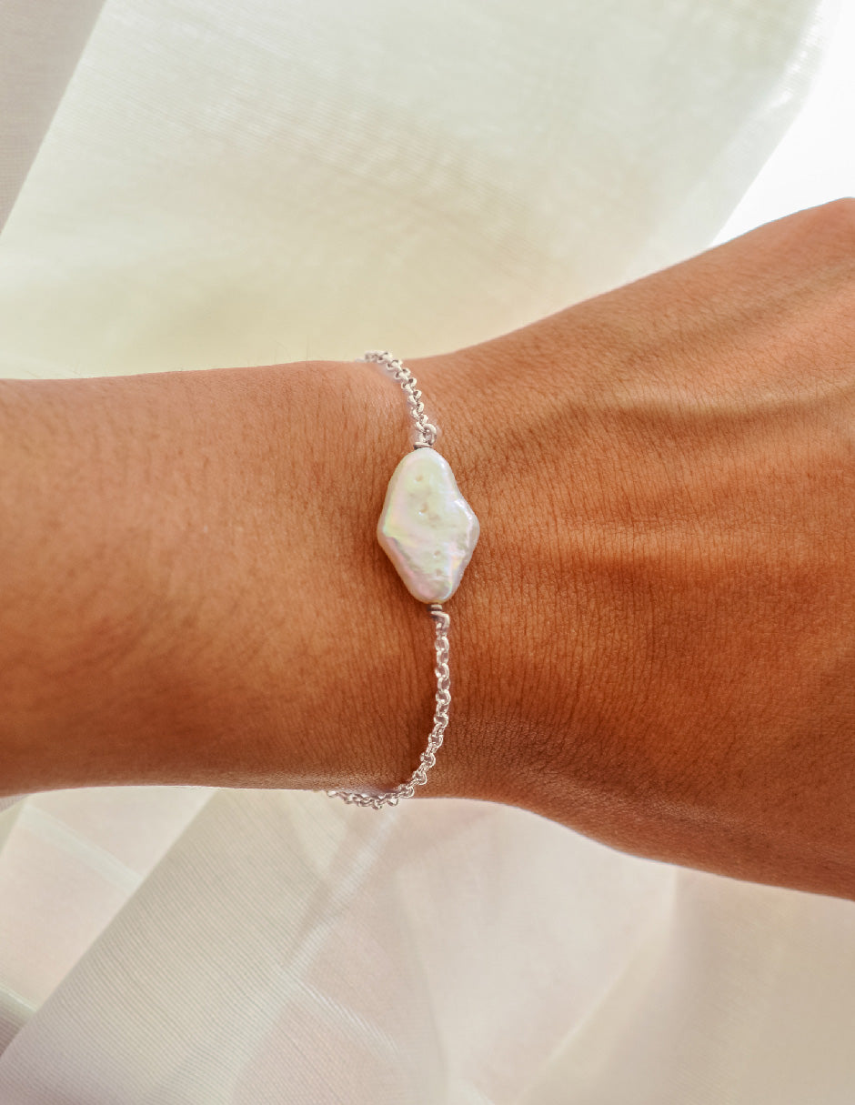 Pulsera perla orgánica Nara Plata .925