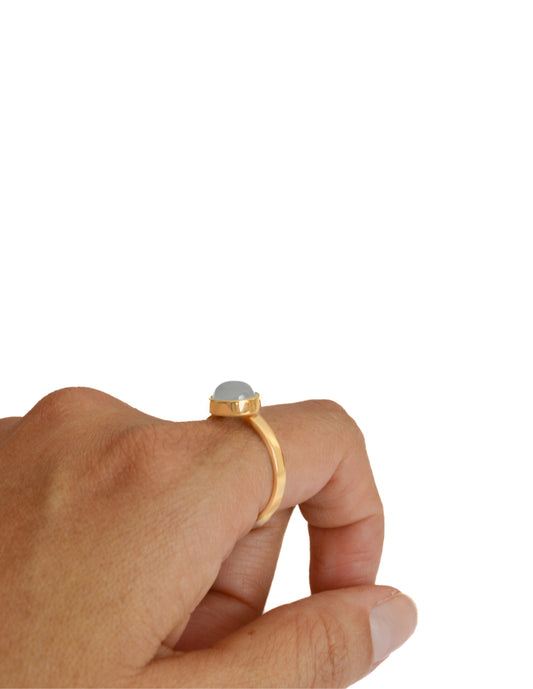 anillo aguamarina plata baño oro