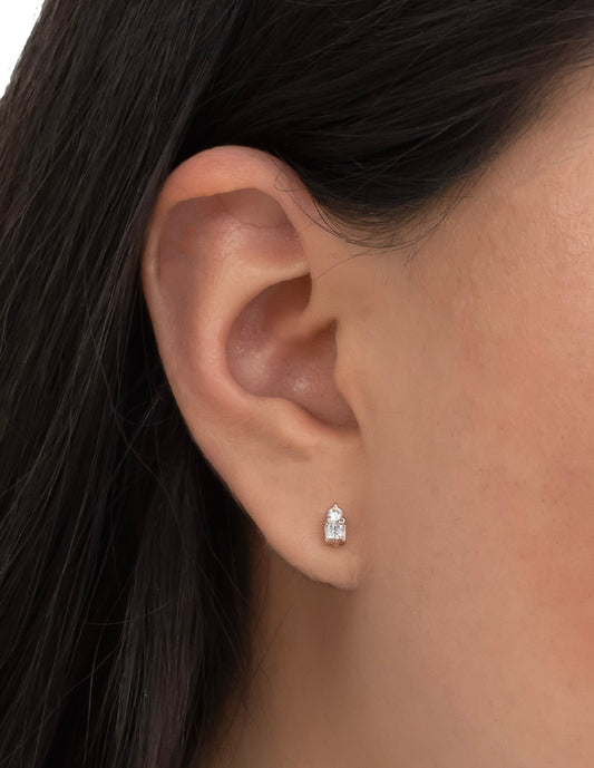 Aretes Cuarzo Blanco Lai Oro 14 K