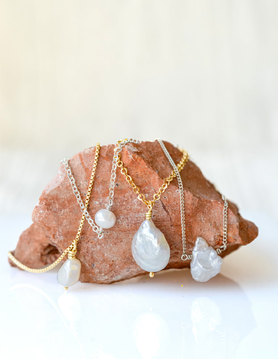 Collar perla redonda Freda Plata .925