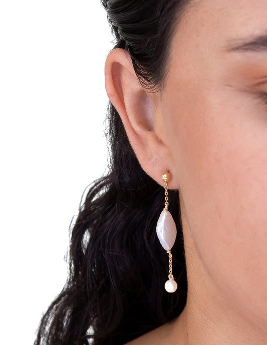 Aretes  perlas orgánicas Penélope Plata .925